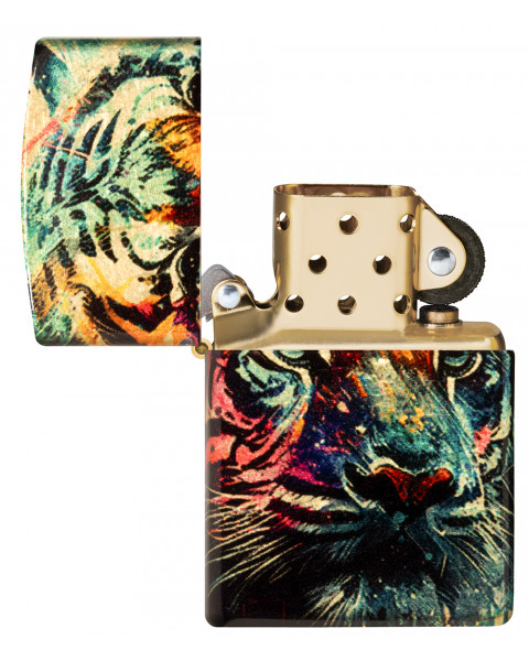 Зажигалка ZIPPO Painted Tiger Design 540 Tumbled Brass 46145