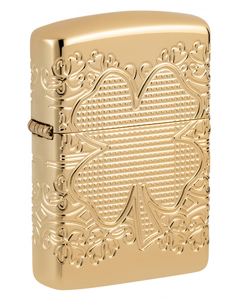Зажигалка ZIPPO Armor® Lucky Clover High Polish Gold Plate 46301