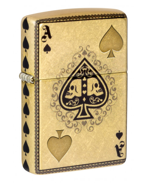Зажигалка ZIPPO Ace of Skulls Design 540 Tumbled Brass 46388