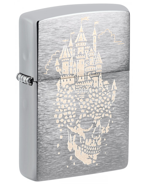 Зажигалка ZIPPO Skull Castle Design Brushed Chrome 46477