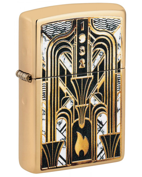 Зажигалка ZIPPO Art Deco Flame High Polish Brass 46585