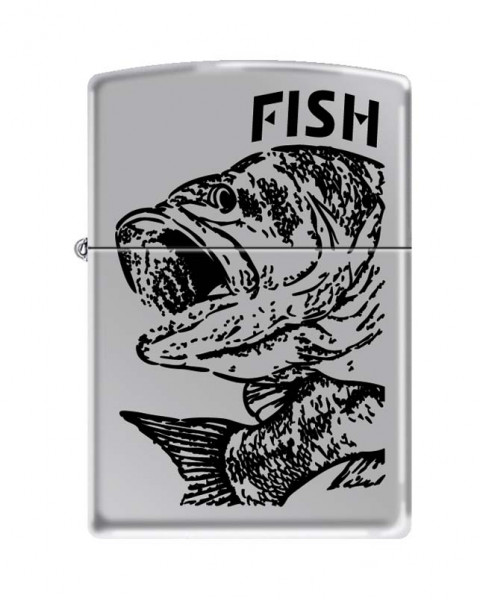 Зажигалка чёрный окунь ZIPPO FISH - BIG MOUTH