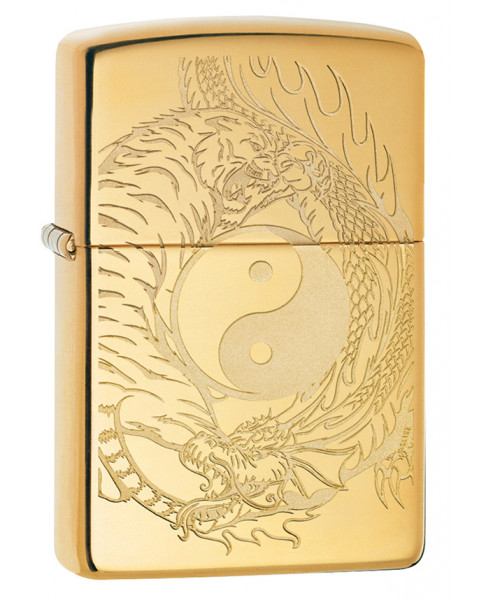 Зажигалка High Polish Brass Tiger and Dragon Design ZIPPO